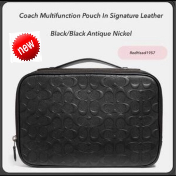 💕 Coach Multifunction Signature Leather Pouch Built In Wallet Bag 👝 NWT!!!♥️💕🎁🛍️ - Picture 1 of 12